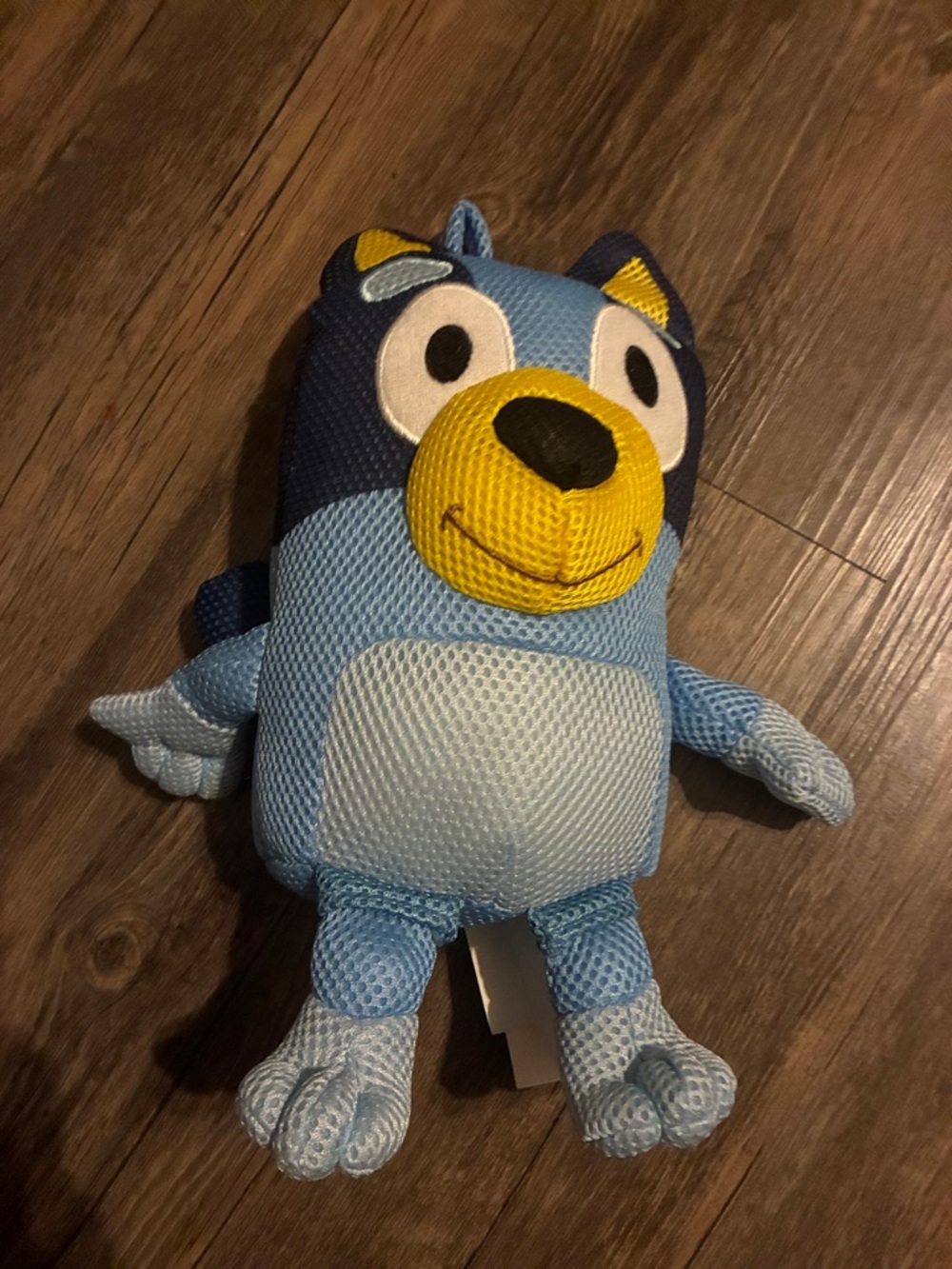 Blue Plush Dog Toy with Yellow Face - Durable Pet Squeaky Toy